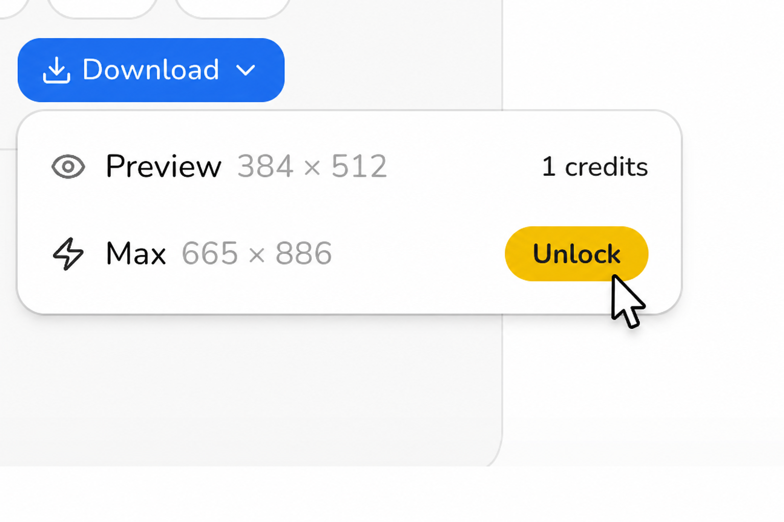 Step 3: open the Download menu and click Max to unlock the full-resolution cutout.